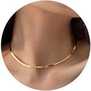 ⚡Snake Chain Herringbone Necklace For Women Gold Filled 14K Gold Silver Plated